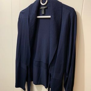 WHBM Navy sweater with tie at front